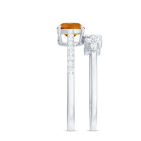 Certified Citrine and Diamond Wedding Bridal Ring Set of 2