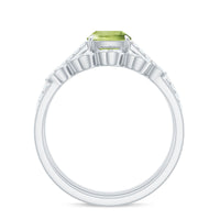 Certified Real 2 Carat Cushion Cut Peridot Engagement Ring with Diamond Enhancer