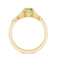 Certified Real 2 Carat Cushion Cut Peridot Engagement Ring with Diamond Enhancer