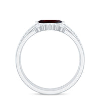 Natural Garnet Marquise Engagement Wedding Ring Set of 3 with Diamond