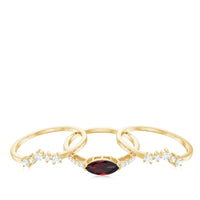 Natural Garnet Marquise Engagement Wedding Ring Set of 3 with Diamond
