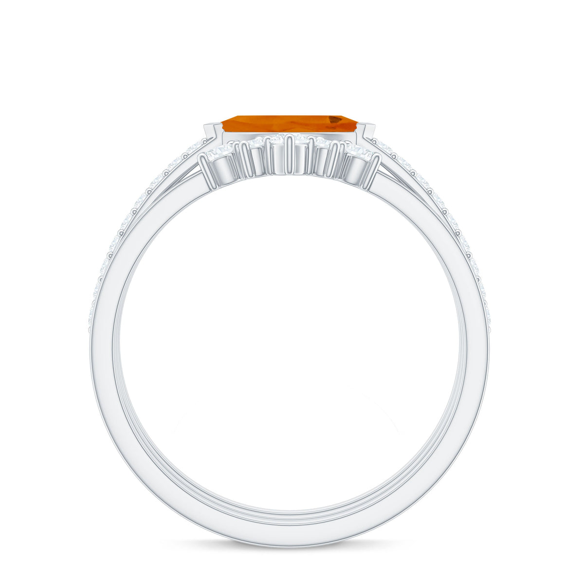 Marquise Shape Fire Opal Ring Set with Diamond