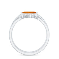 Marquise Shape Fire Opal Ring Set with Diamond