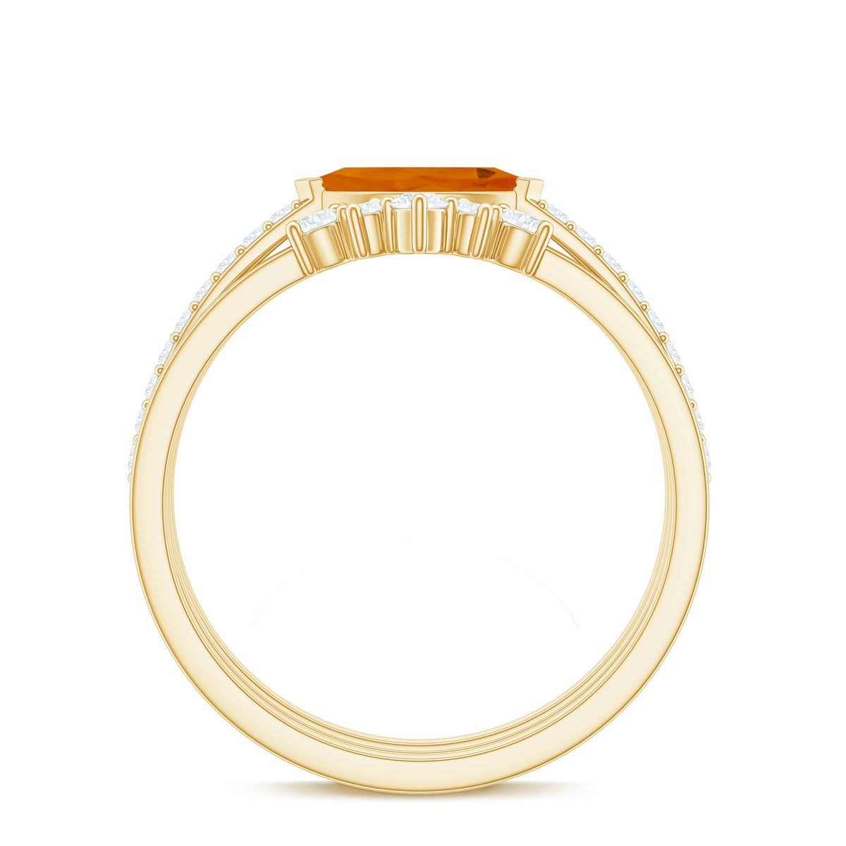 Marquise Shape Fire Opal Ring Set with Diamond