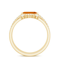 Marquise Shape Fire Opal Ring Set with Diamond