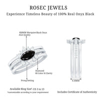 East West Set Black Onyx and Diamond Trio Wedding Ring Set