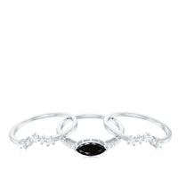 East West Set Black Onyx and Diamond Trio Wedding Ring Set