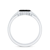 Natural Marquise Black Spinel Diamond 3 Piece Bridal Ring Set