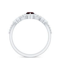 Certified Real Marquise Garnet Diamond Wedding Bridal Ring Set
