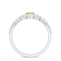 Natural Peridot Marquise Engagement Ring With Wedding Band