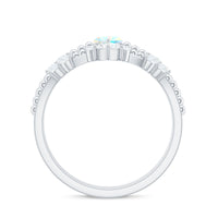 Certified Real Ethiopian Opal Marquise Engagement Wedding Ring Set of 2