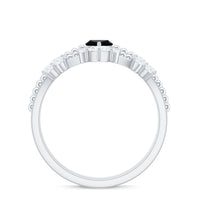 Natural Black Spinel Wedding Engagement Ring Set with Moissanite