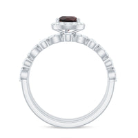 Real 5X7mm Pear Shape Garnet 3 Piece Wedding Ring Set