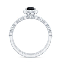 Natural Pear Shape Black Spinel Moissanite Bridal Ring Set of 3