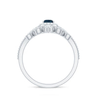 Vintage Style London Blue Topaz and Diamond Teardrop Wedding Ring Set