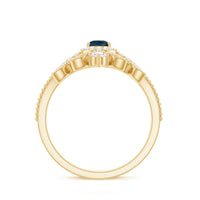 Vintage Style London Blue Topaz and Diamond Teardrop Wedding Ring Set