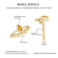 Certified Citrine and Diamond Teardrop Engagement Ring with Enhancer