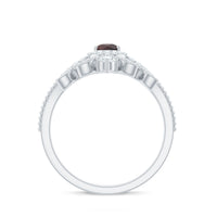 Natural Garnet Diamond Vintage Wedding Bridal Ring Set