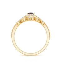Natural Garnet Diamond Vintage Wedding Bridal Ring Set