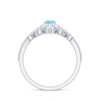 Vintage Looking Aquamarine and Diamond Teardrop Wedding Ring Set for Women
