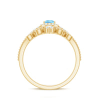 Vintage Looking Aquamarine and Diamond Teardrop Wedding Ring Set for Women