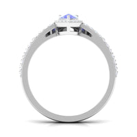 Vintage Looking Tanzanite Diamond Wedding Bridal Ring Set of 2