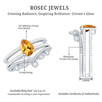 Natural Citrine Double Band Engagement Ring with Enhancer
