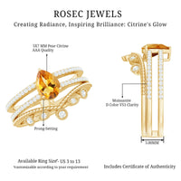 Natural Citrine Double Band Engagement Ring with Enhancer