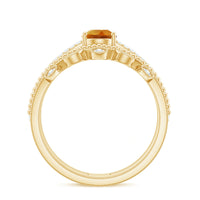 Natural Citrine Double Band Engagement Ring with Enhancer