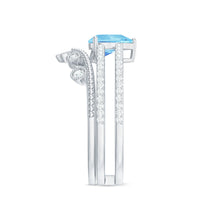 1 Carat Aquamarine and Diamond Teardrop Engagement Ring with Enhancer