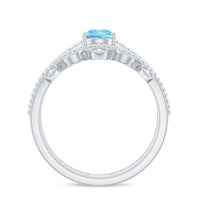 1 Carat Aquamarine and Diamond Teardrop Engagement Ring with Enhancer