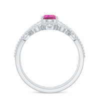 Pear Cut Real Pink tourmaline and Moissanite Wedding Ring Set