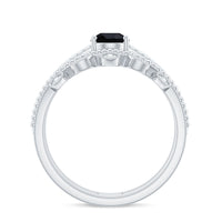 Vintage Style Black Spinel Diamond Wedding Ring Set for Women