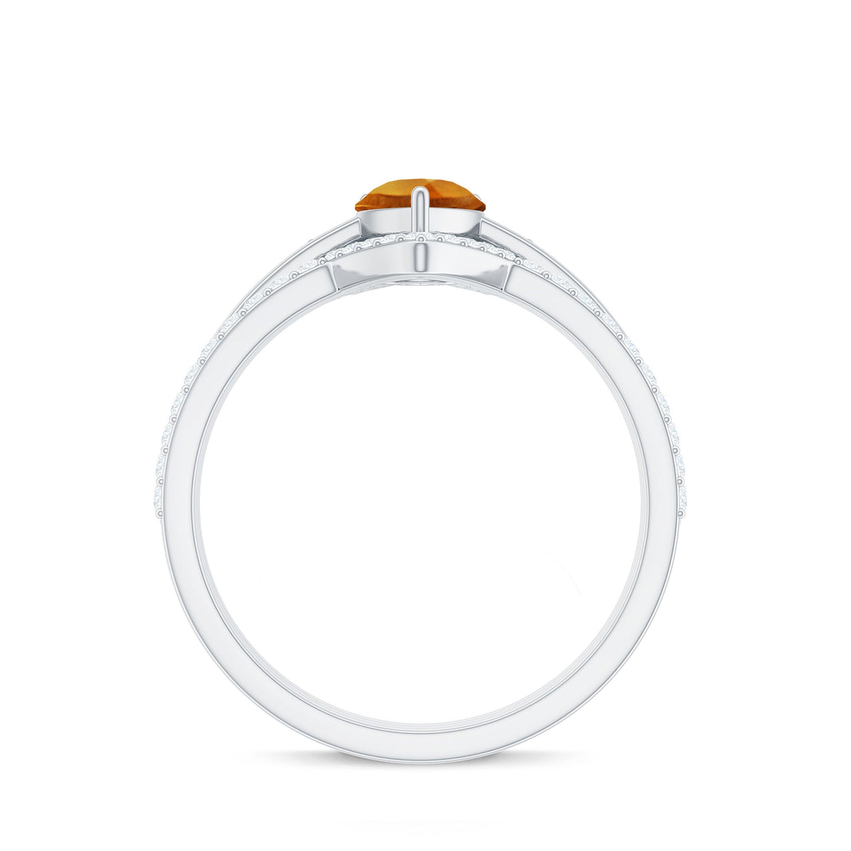 Natural Pear Shape Citrine Wedding Bridal Ring Set of 3 with Certificate