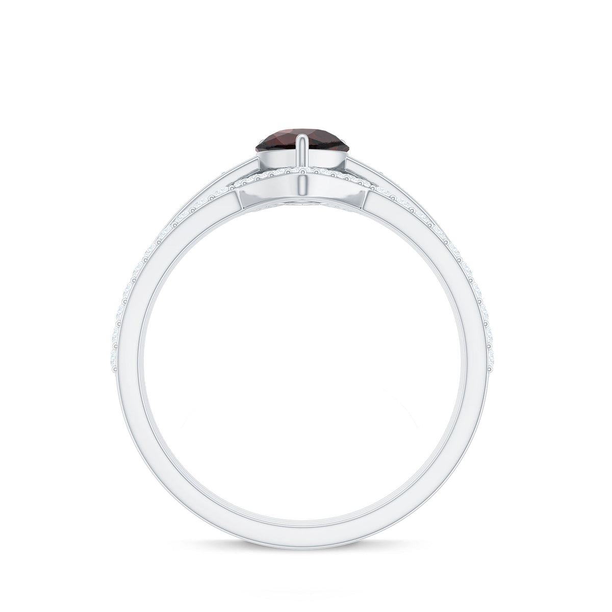 Natural Pear Shaped Garnet Diamond 3 Piece Bridal Ring Set