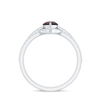 Natural Pear Shaped Garnet Diamond 3 Piece Bridal Ring Set