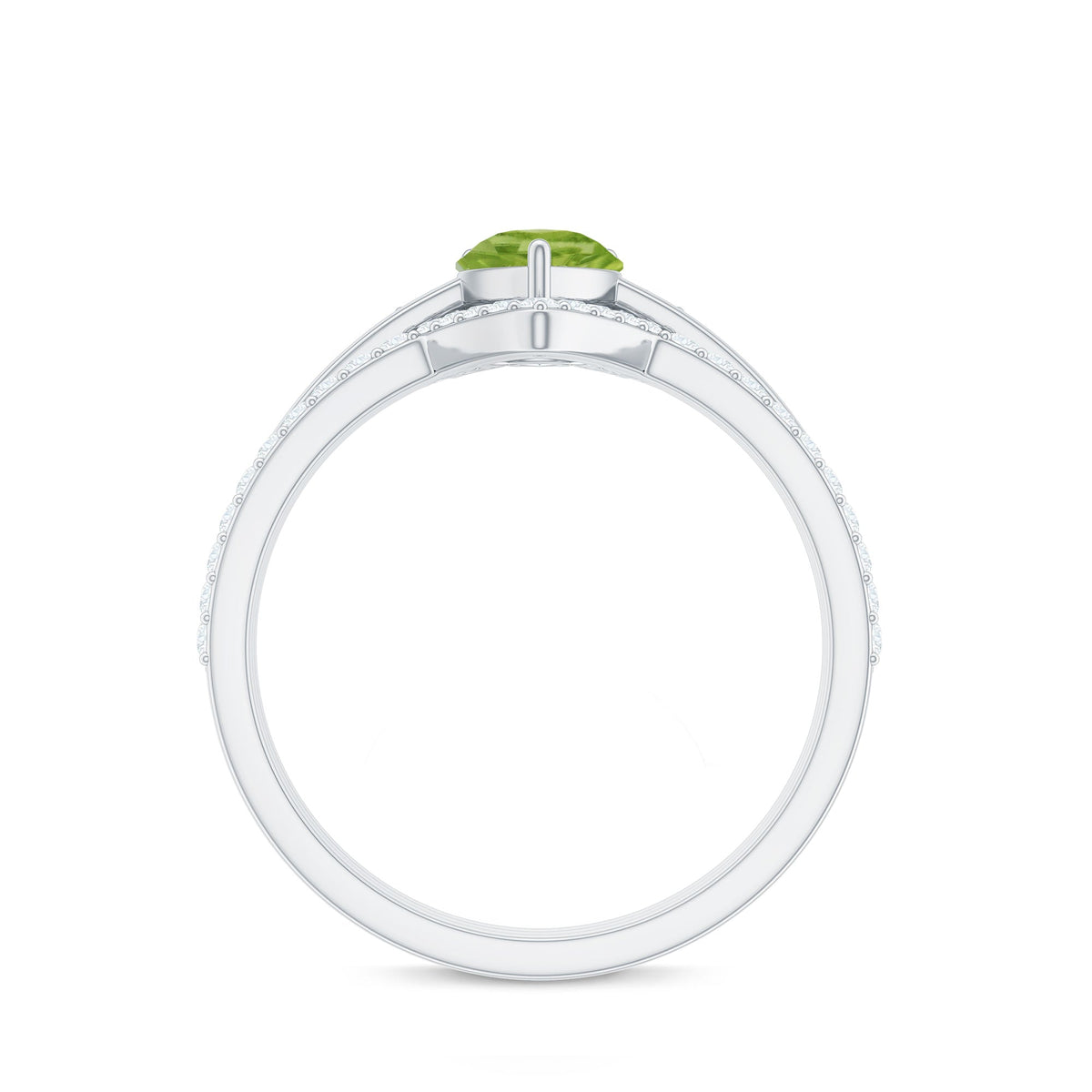 Certified Real 1 Carat Peridot Trio Wedding Ring Set with Moissanite