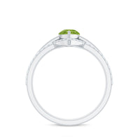Certified Real 1 Carat Peridot Trio Wedding Ring Set with Moissanite
