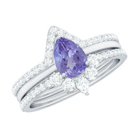 Natural Tanzanite Diamond 3 Piece Wedding Ring Set