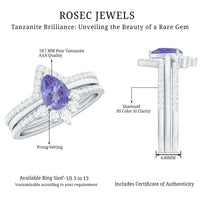 Natural Tanzanite Diamond 3 Piece Wedding Ring Set