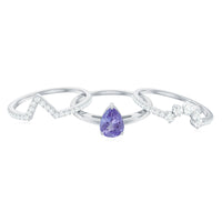 Natural Tanzanite Diamond 3 Piece Wedding Ring Set