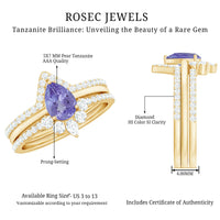 Natural Tanzanite Diamond 3 Piece Wedding Ring Set