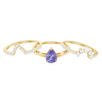 Natural Tanzanite Diamond 3 Piece Wedding Ring Set
