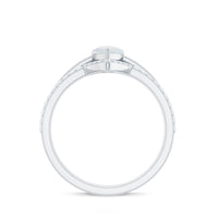 Pear Cut Moonstone Trio Wedding Ring Set with Moissanite