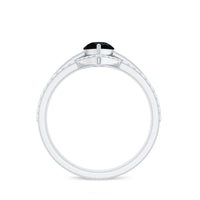 6X8mm Pear Shaped Black Onyx Engagement Ring With Ring Guards