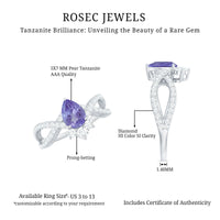 Certified Real Tanzanite Engagement Ring with Diamond Crossover Shank