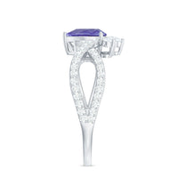 Certified Real Tanzanite Engagement Ring with Diamond Crossover Shank