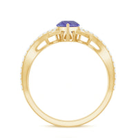 Certified Real Tanzanite Engagement Ring with Diamond Crossover Shank
