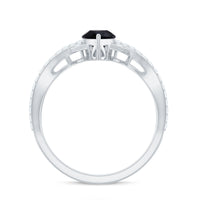 6X8mm Pear Shaped Black Onyx Designer Engagement Ring with Diamond