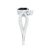 6X8mm Pear Shaped Black Onyx Designer Engagement Ring with Diamond